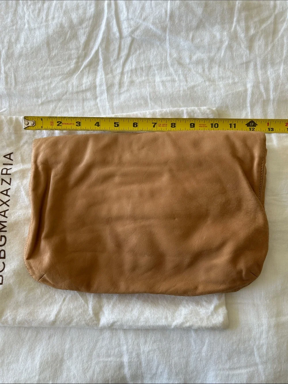 BCBGMaxAzria Tan Envelope Leather Clutch